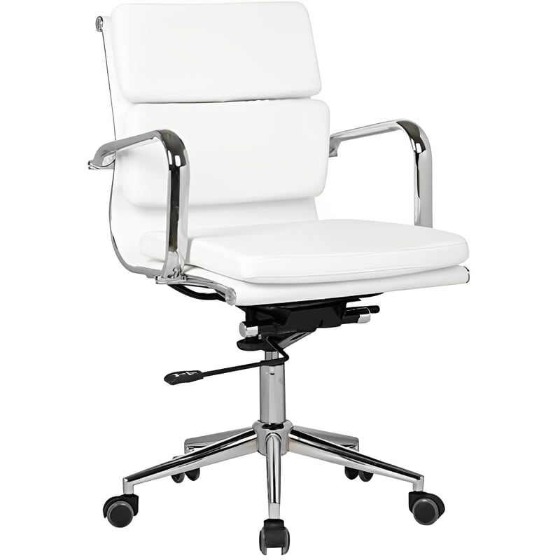 WOODWELL Καρέκλα Γραφείου Woodwell BF4801 από Τεχνητό δέρμα - Λευκή