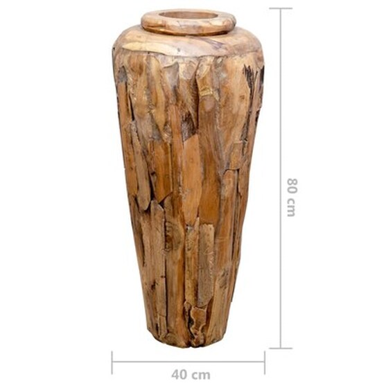 Vidaxl Βάζο Διακοσμητικό 40 X 80 Εκ. Από Μασίφ Ξύλο Teak image 3