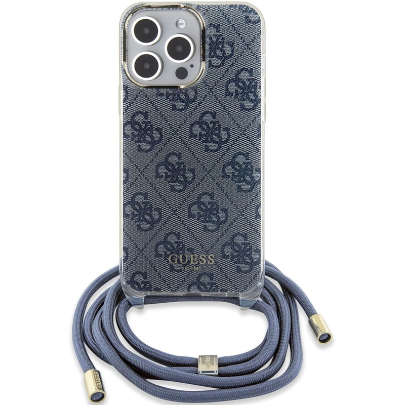 GUESS Guess “4g Logo Collection” Crossbody Hard Case Θήκη Προστασίας Από Σιλικόνη Με Λουράκι – Iphone 15 Pro Max (μπλε – Guhcp15xhc4seb)