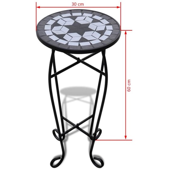 Τραπέζι Εξωτερικού Χώρου VidaXL από Σίδηρο φ30x60 cm - Λευκό/Μαύρο image 4