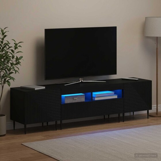 Έπιπλο Τηλεόρασης VidaXL με LED 3 τμχ 178 x 35 x 43 cm - Μαύρο image 1