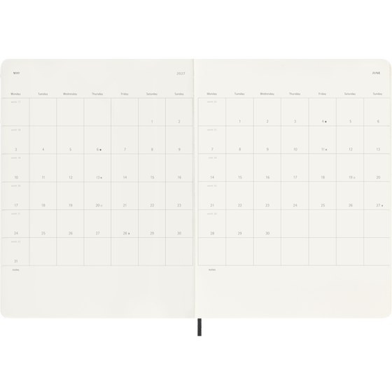 Ημερολόγιο Εβδομαδιαίο 2027 Moleskine 12M XL Soft Cover Μαύρο image 3