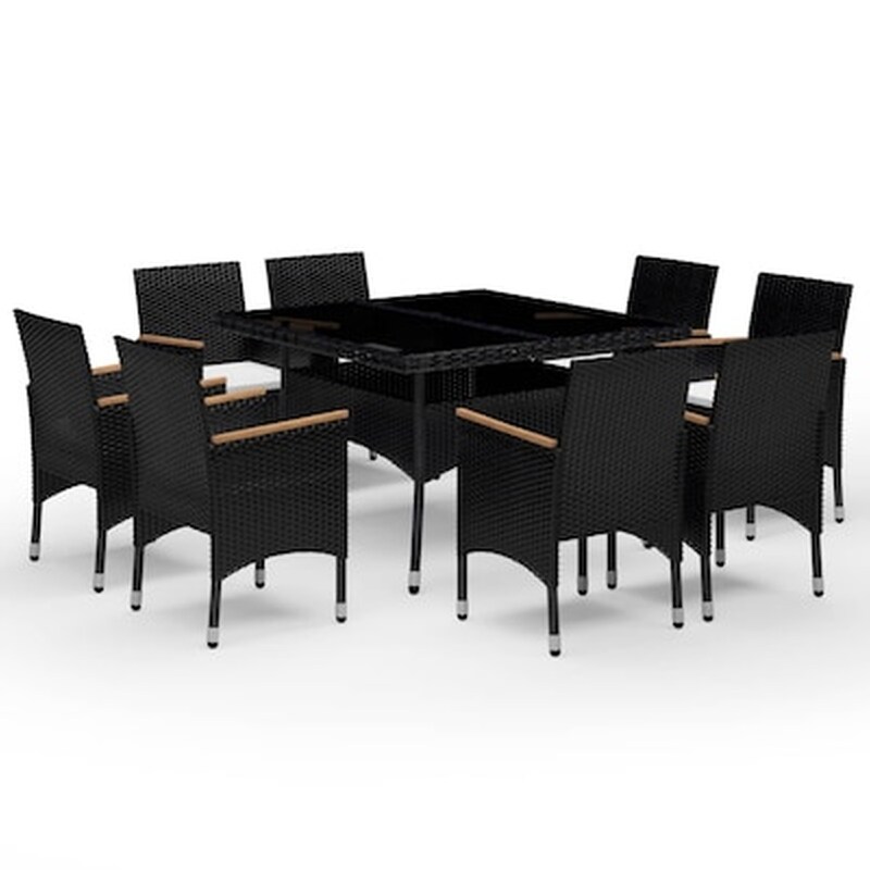 Vidaxl Σετ Τραπεζαρίας Κήπου 9 Τεμ. Μαύρo Από Συνθ. Ρατάν/ξύλο Ακακίας VIDAXL
