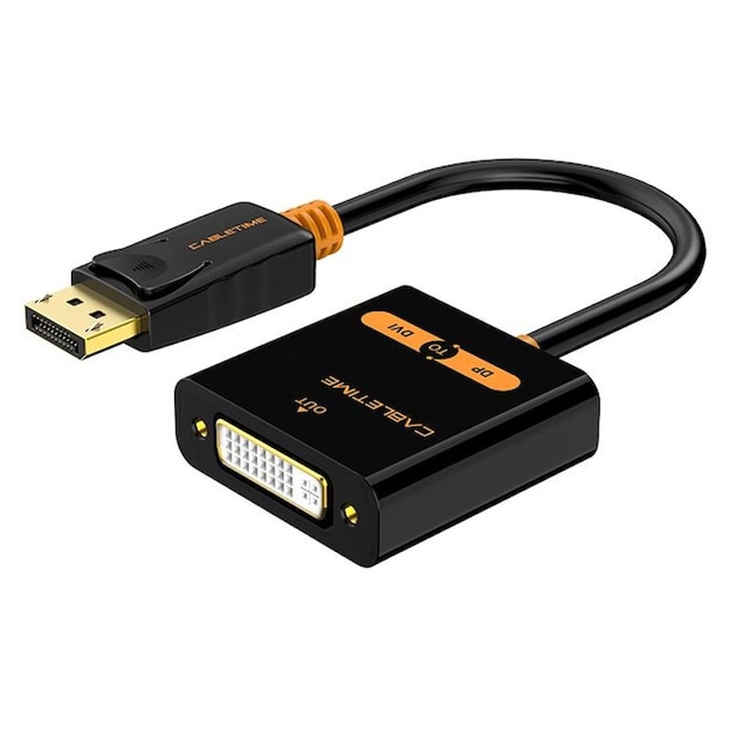 CABLETIME Cabletime Καλώδιο Displayport Σε Dvi Av586, 1080p, 0.2m, Μαύρο