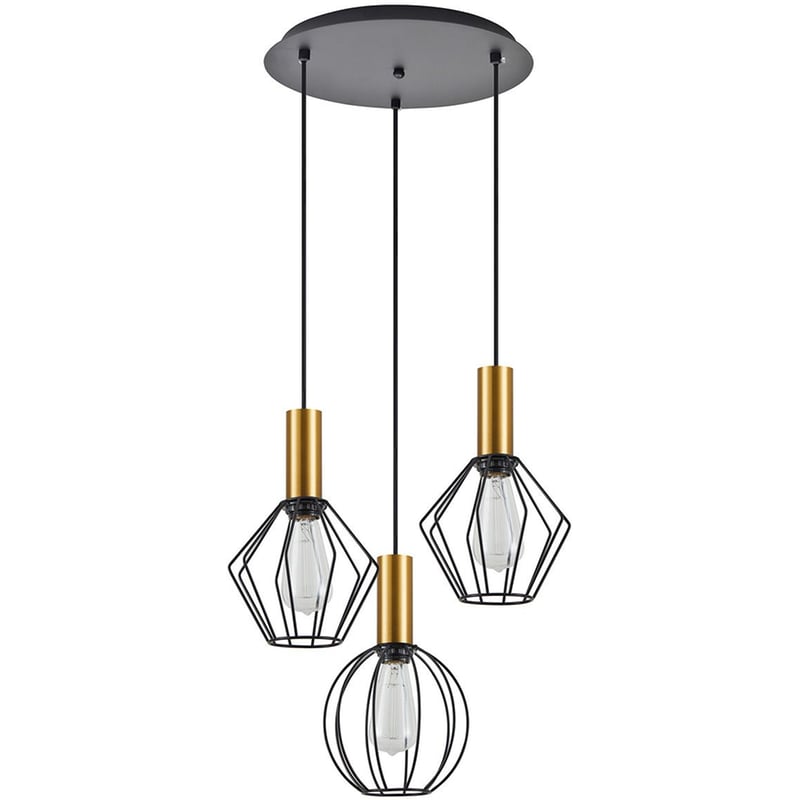 Φωτιστικό Οροφής Τρίφωτο Homelighting Adept Flex 77-8935 Μεταλλικό - Μαύρο/Χρυσό