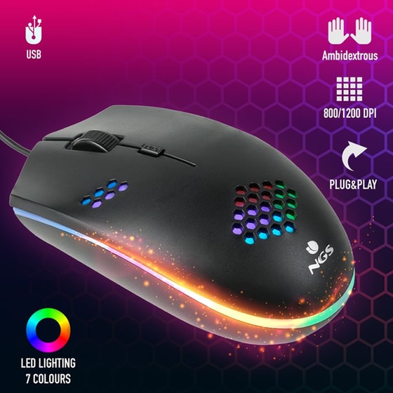 Gaming Ενσύρματο Ποντίκι NGS GMX-120 1200 DPI RGB - Μαύρο image 5