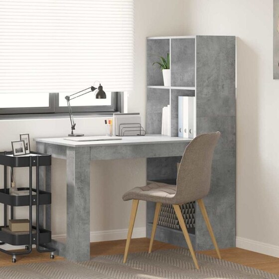 Γραφείο VidaXL από Επεξεργασμένο Ξύλο 122x67x145 cm - Γκρι Σκυροδέματος image 1