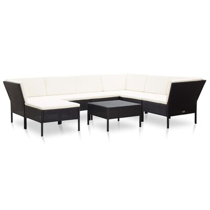 Σετ Σαλόνι Κήπου Vidaxl από Ρατάν με Μαξιλάρια 8 Τμχ - Λευκό VIDAXL