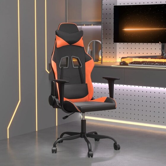 Καρέκλα Gaming VIDAXL 345405 με Ρυθμιζόμενα Μπράτσα από Τεχνητό Δέρμα - Μαύρο / Πορτοκαλί image 10