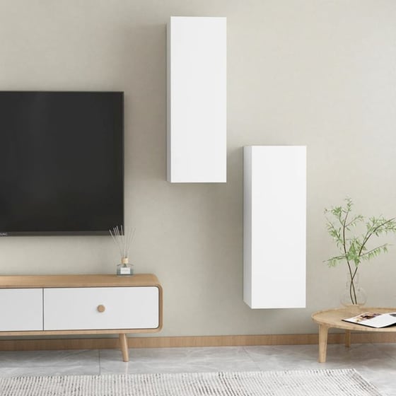 Έπιπλα Τηλεόρασης VidaXL Μοριοσανίδα 2 Τμχ 30.5x30x90cm - Λευκό image 1