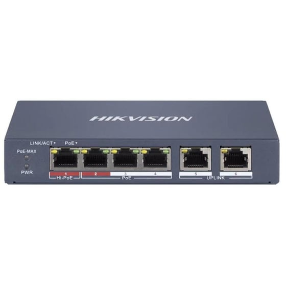 Hikvision DS-3E1106HP-EI Network Switch Managed L2 Smart 6-Port 100 Mbps PoE image 0