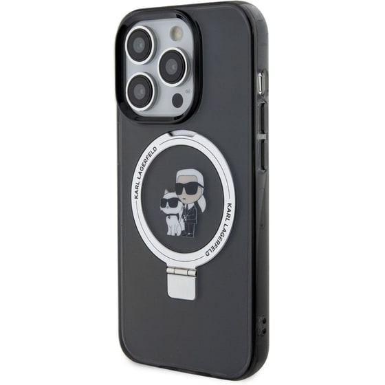 Θήκη Karl Lagerfeld iPhone 14 Pro - Karl Lagerfeld Magsafe Ringstand Case Karl & Choupette’s Head - Black image 6