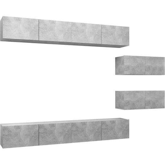 Έπιπλα Τηλεόρασης VidaXL Μοριοσανίδα 6 Τμχ 80x30x30cm - Γκρι image 0