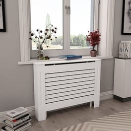 Vidaxl Κάλυμμα Καλοριφέρ Λευκό 112 X 19 X 81,5 Εκ. Από Mdf
