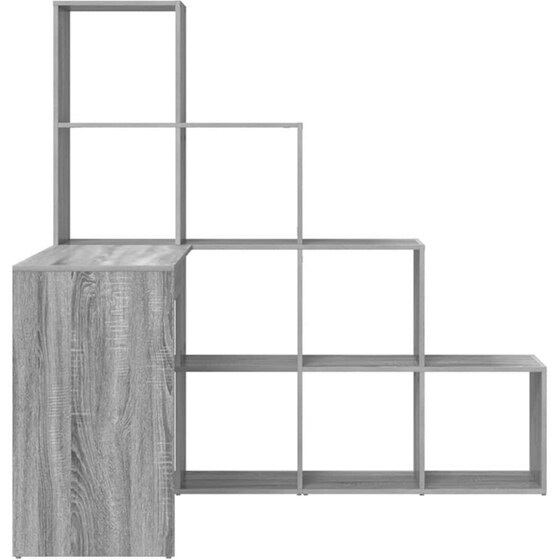 Γωνιακό Γραφείο VidaXL με Ράφι 101,5x149,5x149,5 cm - Γκρι Sonoma image 4