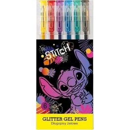 Στυλό Gel Glitter με Καπάκ Disney Stitch 6 Χρωμάτων (6 Τεμάχια)