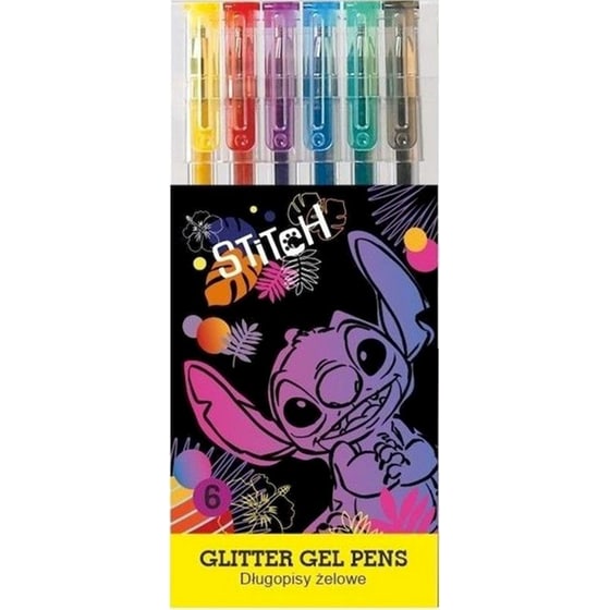 Στυλό Gel Glitter με Καπάκ Disney Stitch 6 Χρωμάτων (6 Τεμάχια) image 0