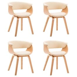 Καρέκλες Τραπεζαρίας Vidaxl Λυγισμένο Ξύλο/Συνθετικό Δέρμα 4 Τμχ - Κρεμ