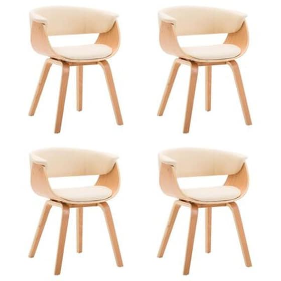 Καρέκλες Τραπεζαρίας Vidaxl Λυγισμένο Ξύλο/Συνθετικό Δέρμα 4 Τμχ - Κρεμ image 0