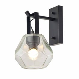 Απλίκα Τοίχου Aca V371481wc Μεταλλική 18x22.5x32.5 cm - Μαύρη/Διάφανη