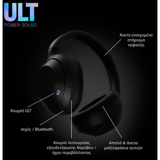 Sony ULT WEAR Ασύρματα Ακουστικά Κεφαλής Μαύρα BT ULT POWER SOUND & Noise Cancelling image 9