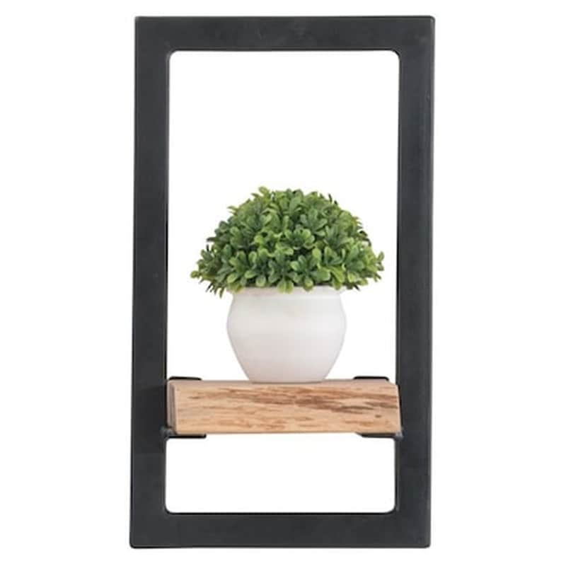 LIZARD Ράφι Τοίχου Lizard Frame C59080 από Μασίφ Ξύλο Ακακίας/Μέταλλο 20x25x35 cm - Φυσικό/Μαύρο