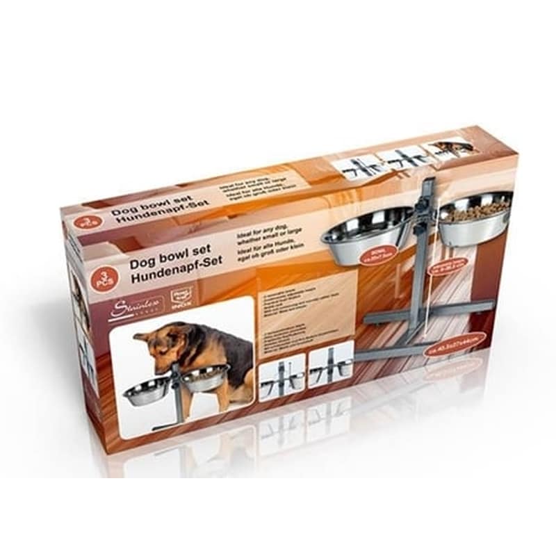 PET FOOD Ταΐστρα - Ποτίστρα Για Σκύλο - Ασημί