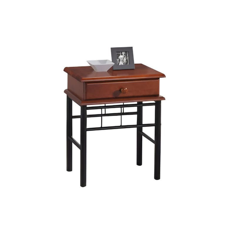 WOODWELL Κομοδίνο Woodwell Από Ξύλο Και Μέταλλο 50X34x48 cm - Καρυδί Μαύρο