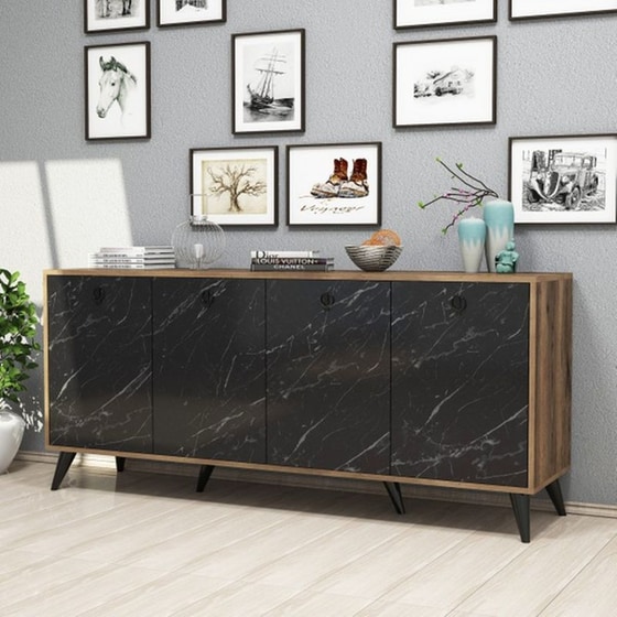 Μπουφές 24Mall Fermo από Μοριοσανίδα 180x45x80 cm - Καρυδί/Μαύρο image 3