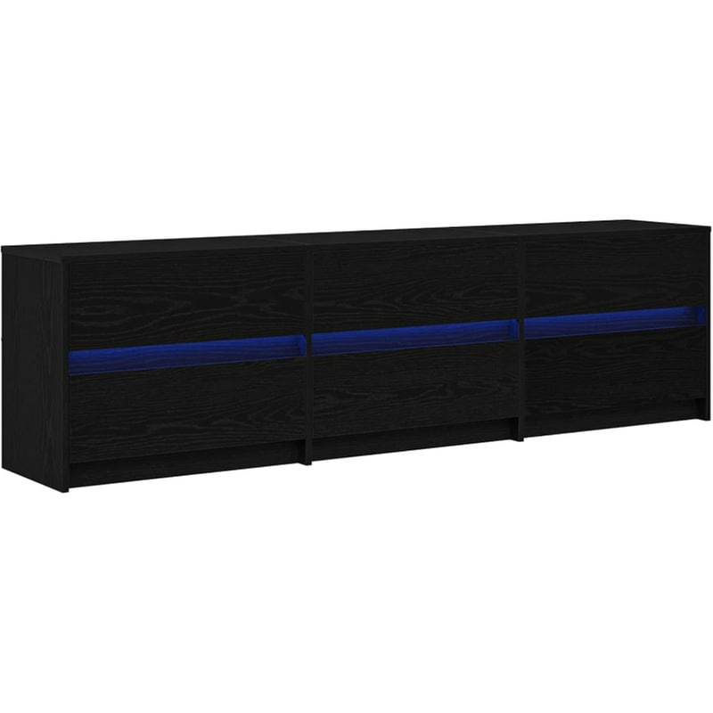 Έπιπλο Τηλεόρασης VidaXL με LED 180 x 34 x 50 cm - Μαύρη Οξιά