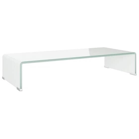 Vidaxl Βάση Τηλεόρασης/οθόνης Λευκή 70 X 30 X 13 Εκ. Γυάλινη image 2