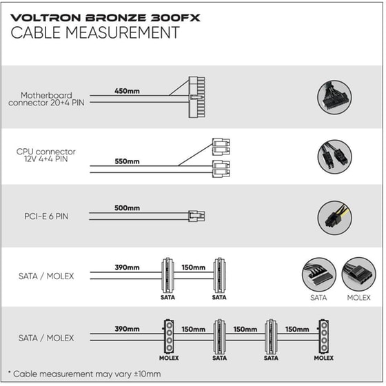 Τροφοδοτικό Υπολογιστή Armaggeddon Voltron 300FX VB600W Full Wired 300W 80+ Bronze - Μαύρο image 3