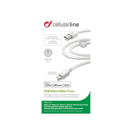 Καλώδιο Καλώδιο Cellular Line Lightning to Usb 2m - White image 1