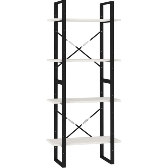 Βιβλιοθήκη VidaXL από Ξύλο 60x30x140cm - Λευκό/Μαύρο image 0