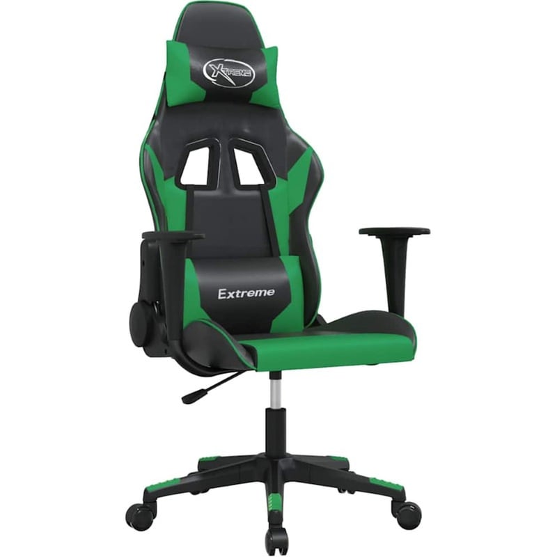 Καρέκλα Gaming VIDAXL 345448 με Ρυθμιζόμενα Μπράτσα από Τεχνητό Δέρμα - Μαύρο