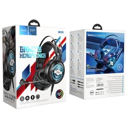 Hoco W101 Streamer Gaming Ενσύρματα Ακουστικά 3.5mm/USB με LED Φωτισμό  - Μαύρα