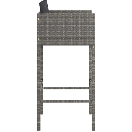 Σκαμπό Κήπου VidaXL με Μαξιλάρια από Ρατάν 50x48x100 cm 4 Τμχ - Γκρι image 4