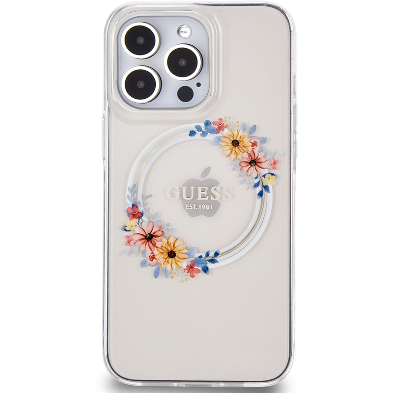 GUESS Θήκη Apple iPhone 13 Pro - Guess Flowers Wreath Collection Magsafe Hard Case - Διάφανο