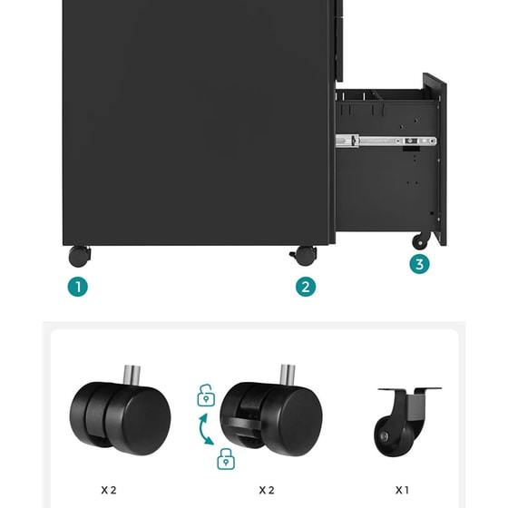 Συρταριέρα Γραφείου Songmics Ofc60bk από Μέταλλο 52x39x60cm - Μαύρο image 6