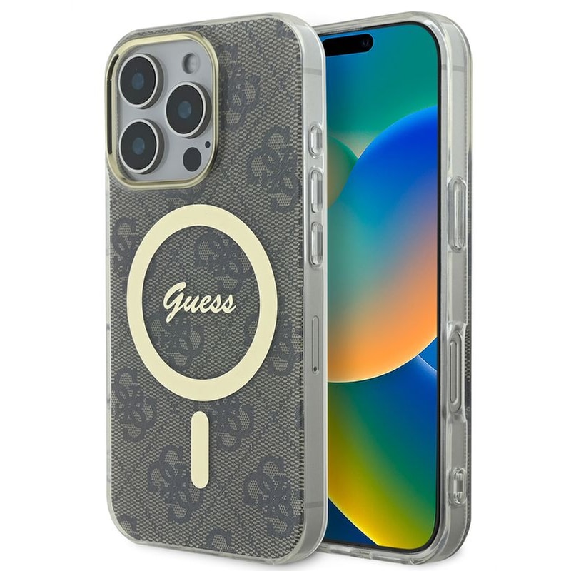 GUESS Θήκη Apple iPhone 16 Pro Max - Guess 4G Logo MagSafe - Clear/ Black