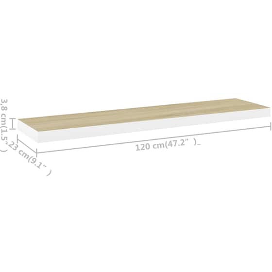 Ράφια Τοίχου VidaXL από MDF 120x23.5x3.8cm 2 Τμχ - Λευκό/Μπεζ image 7