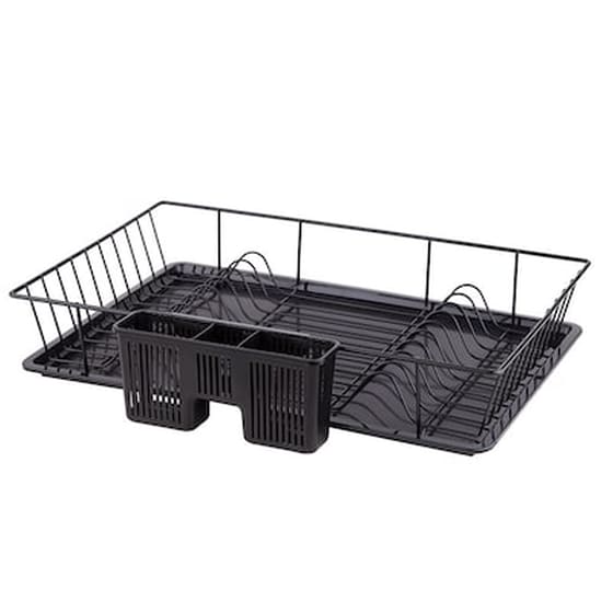 Tekno-tel Πιατοθήκη-στεγνωτήριο Inox 49x31x9cm 1.20kg Με Θήκη Και Δίσκο Χαμηλή Μαύρο Matt image 0