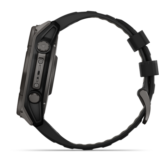 Smartwatch Garmin Fenix 8 Solar 51mm - Sapphire, Carbon Gray DLC Titanium with Black/Pebble Gray Silicone Band image 3