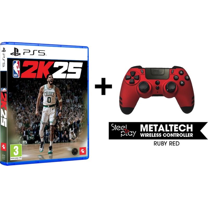 STEELPLAY Ασύρματο Χειριστήριο PS5 Steelpaly Κόκκινο NBA 2K25
