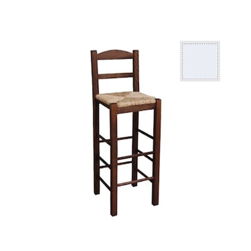 WOODWELL Σκαμπό Μπαρ Ψάθα Λάκα - Λευκό