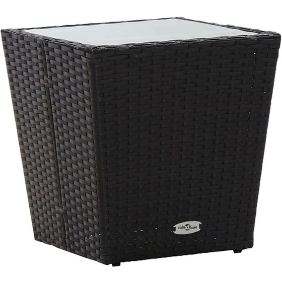 Σετ Επίπλων Bistro Κήπου VidaXL από Συνθ. Ρατάν και Ψημένο Γυαλί 5Τμχ - Μαύρο image 6