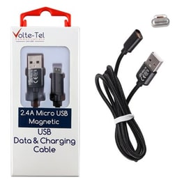 Καλώδιο δεδομένων Volte-tel Vcd08 Magnetic Braided Micro Usb 2.4A 1m - Black