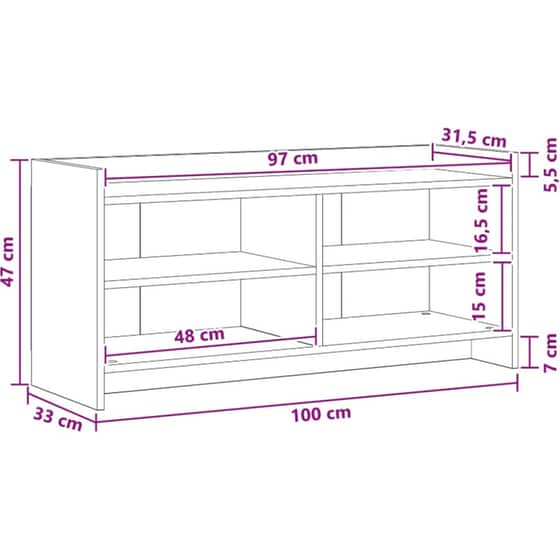 Έπιπλο Τηλεόρασης VidaXL 100 x 33 x 47 cm - Παλαιωμένο Ξύλο image 6