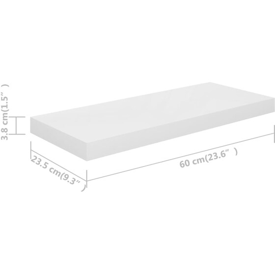 Ράφια Τοίχου VidaXL από MDF 60x23.5x3.8 cm 2 Τμχ - Λευκό/Γυαλιστερό image 7