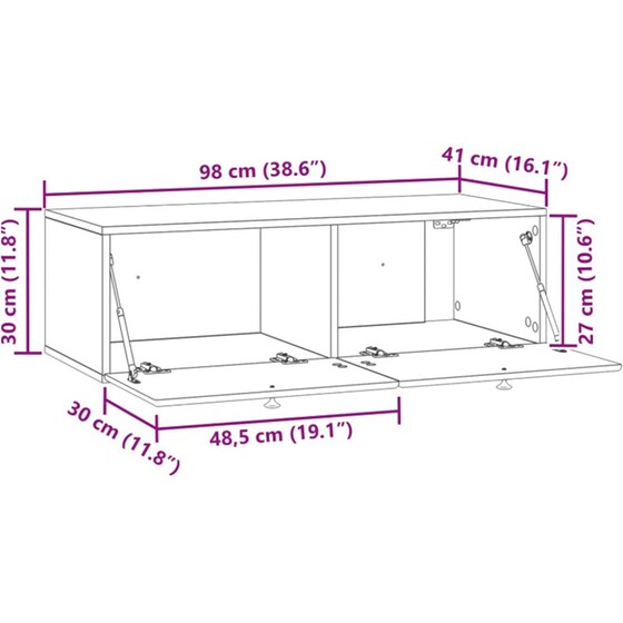 Επιτοίχιο Έπιπλο Τηλεόρασης VidaXL 98x41x30 cm image 9